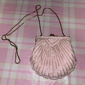 Chic Pink Beaded Clutch